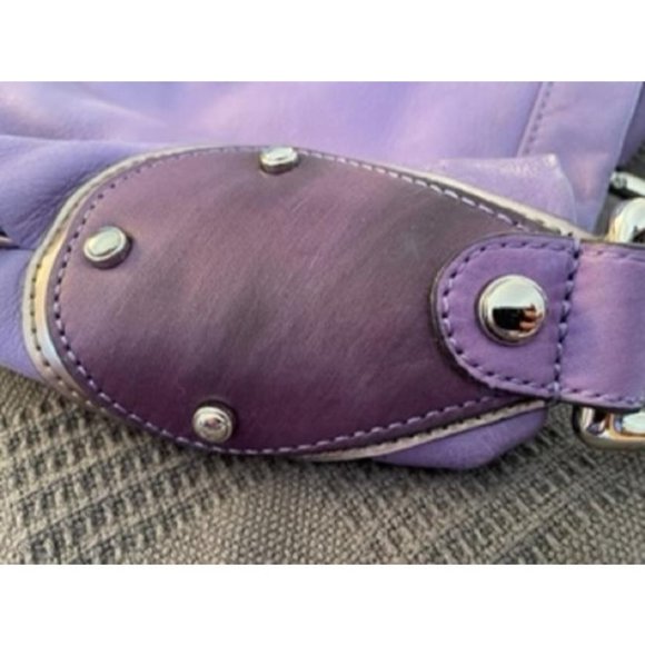 *B Makowsky Shoulder Bag Purple Leather Satchel - Picture 5 of 12